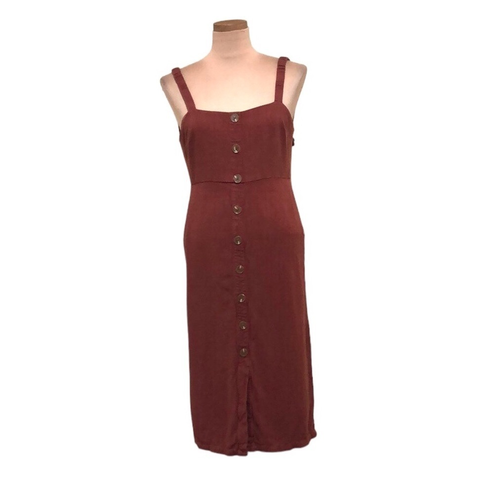 Lulu’s Casual Vibes Rust Red Button Front Sleevel… - image 1